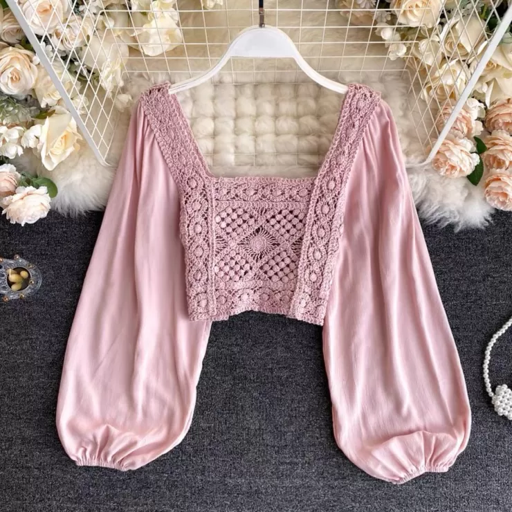 Pink Tops | Blouses^Alamode By Akanksha Alma Crochet Blouse