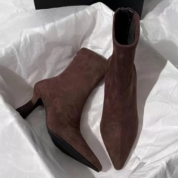 Winter Wear | Flats And Shoes^Alamode By Akanksha Ambrose Short Suede Pointed Ankle Boots