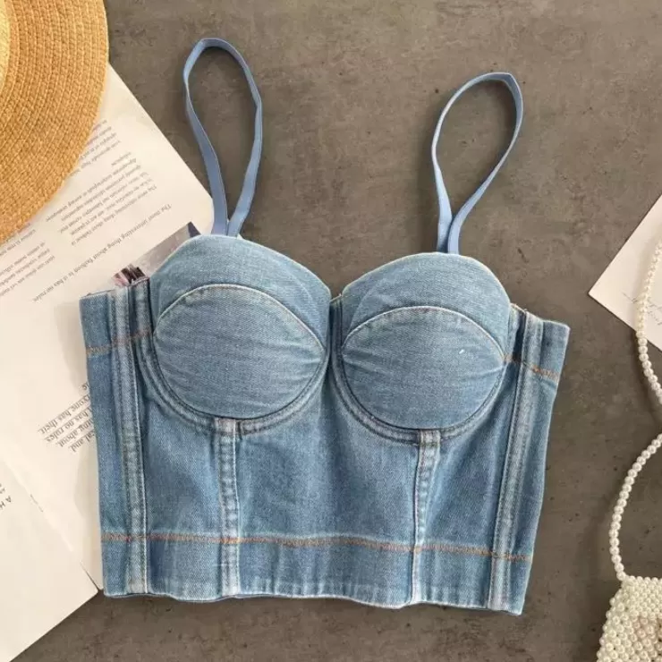 Blue Tops | Bustier Tops^Alamode By Akanksha Aster Denim Bustier