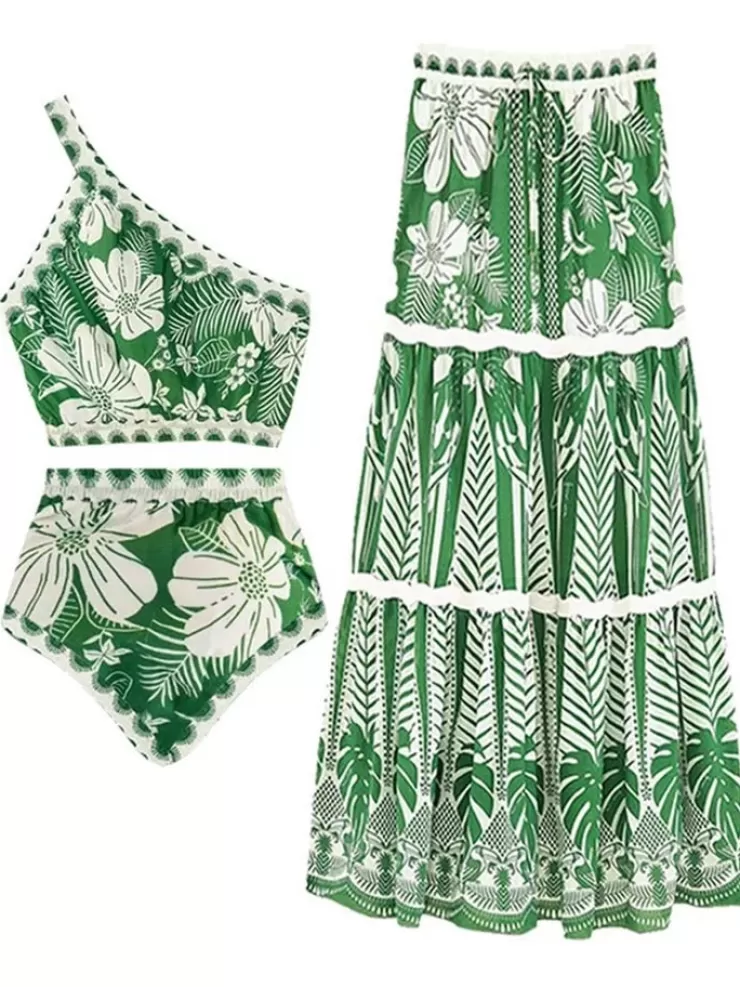3 Piece Swimsuits | Bikinis^Alamode By Akanksha Athens Summer Bikini Set With Skirt - Resortwear