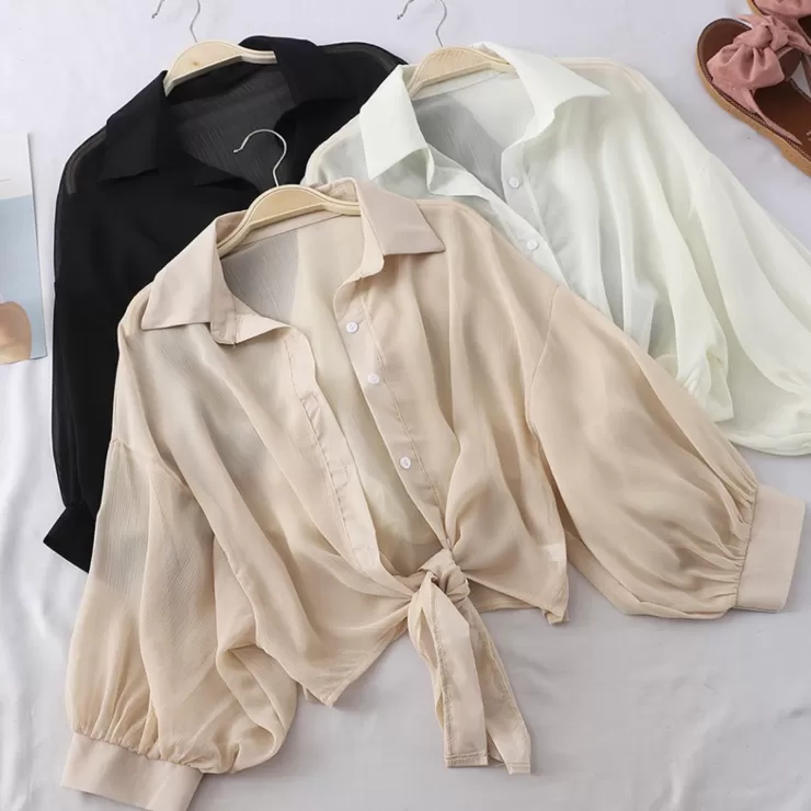 Jackets And Coats | White Tops^Alamode By Akanksha Barbera Chiffon Shirts