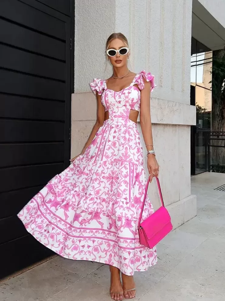 Floral Co-Ord Sets | Summer Dresses^Alamode By Akanksha Barbera Vintage Summer Midi In Pink