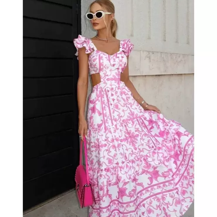 Floral Co-Ord Sets | Summer Dresses^Alamode By Akanksha Barbera Vintage Summer Midi In Pink