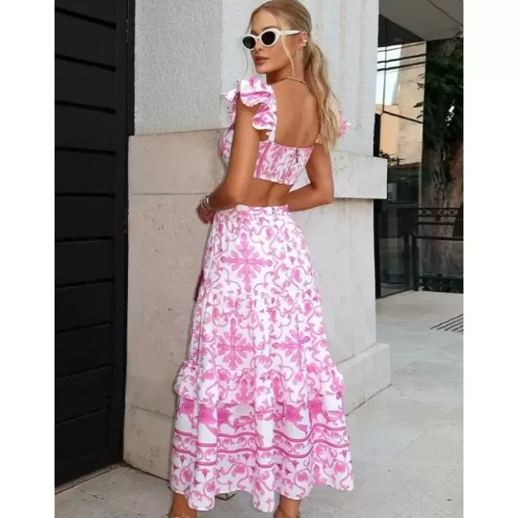 Floral Co-Ord Sets | Summer Dresses^Alamode By Akanksha Barbera Vintage Summer Midi In Pink