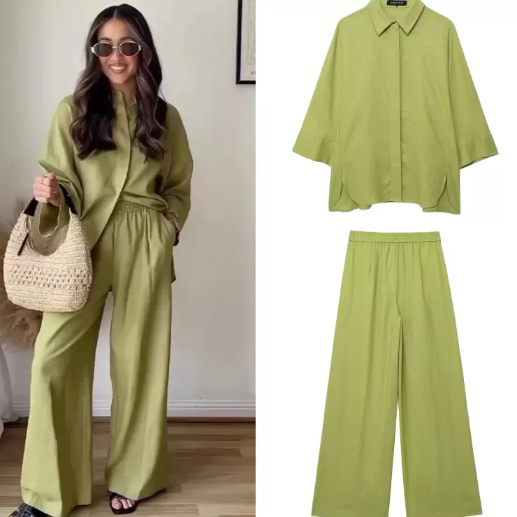 Co-Ords | Summer Co-Ords^Alamode By Akanksha Bizo Summer 2 Pc Coord Set In Green Lime