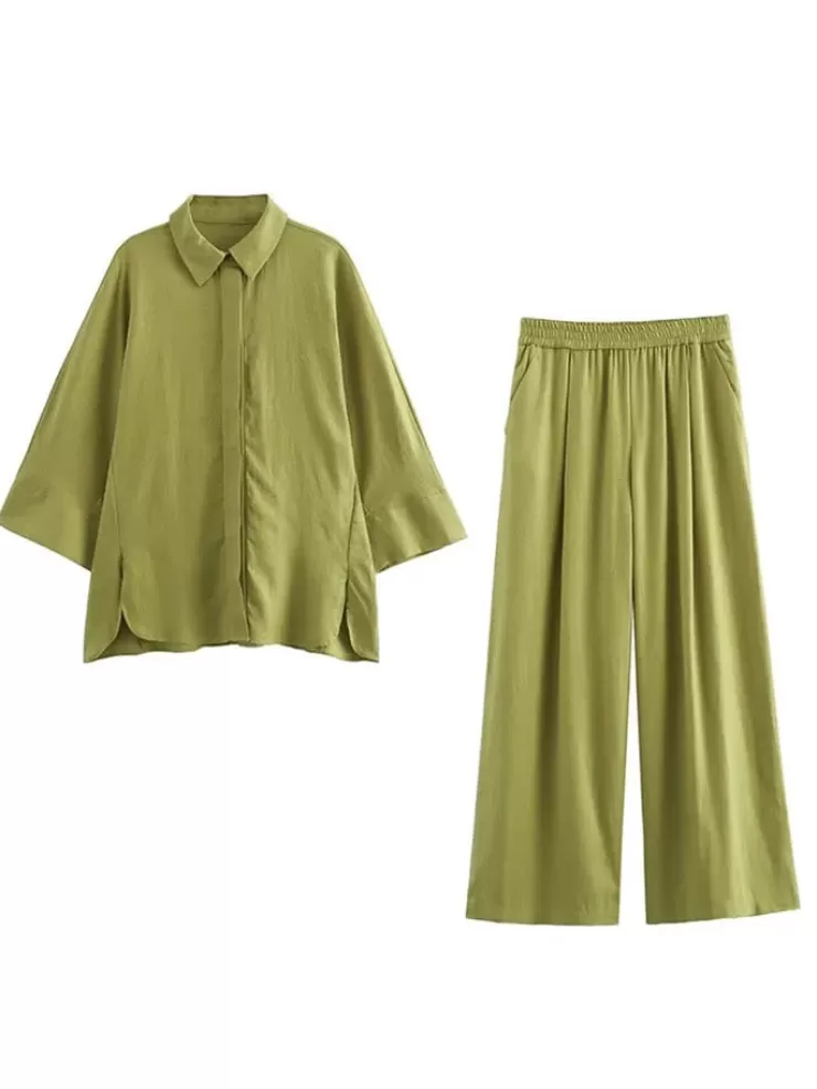 Co-Ords | Summer Co-Ords^Alamode By Akanksha Bizo Summer 2 Pc Coord Set In Green Lime