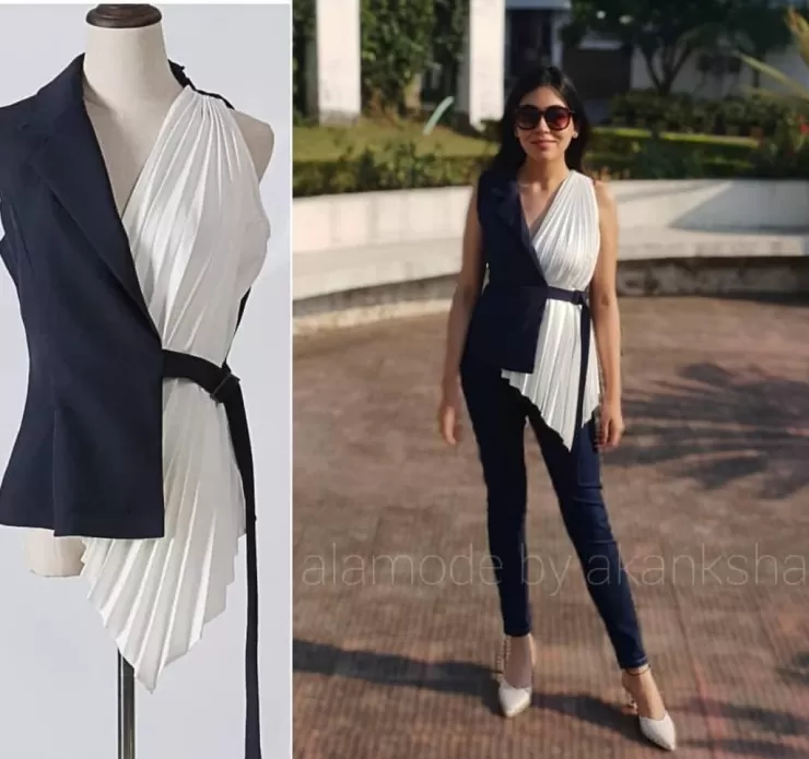 Blouses^Alamode By Akanksha Bracello Half And Half Blouse- Ready To Ship