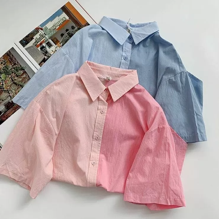 Blue Tops | Shirts^Alamode By Akanksha Caderil Half And Half Shirt