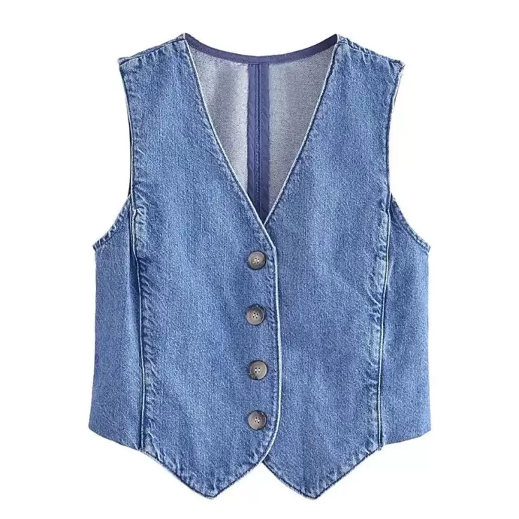 Blue Tops | Vest Tops^Alamode By Akanksha Cairo Denim Statement Vest Tops