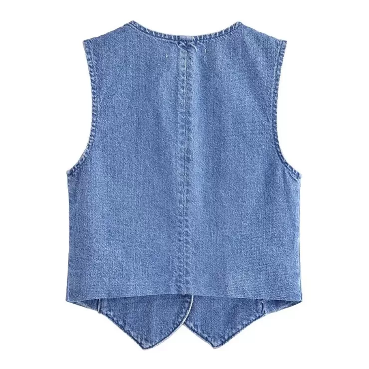 Blue Tops | Vest Tops^Alamode By Akanksha Cairo Denim Statement Vest Tops