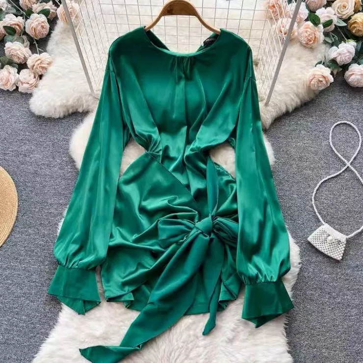 Green Dresses | Mini Dresses^Alamode By Akanksha Camila Silk Dress