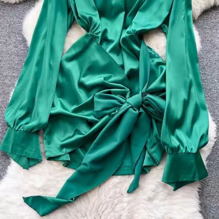 Green Dresses | Mini Dresses^Alamode By Akanksha Camila Silk Dress