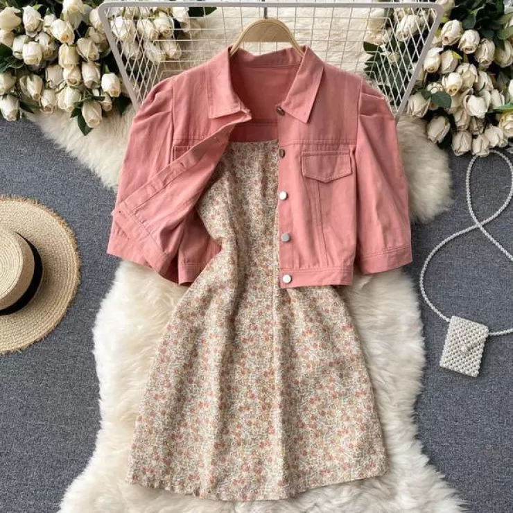 Co-Ords | Summer Co-Ords^Alamode By Akanksha Carol Set Of Dress And Jacket