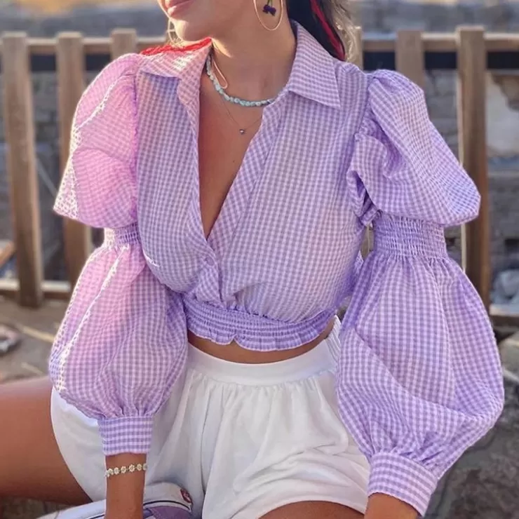 Statement Tops | Blouses^Alamode By Akanksha Clara Gingham Statement Blouse