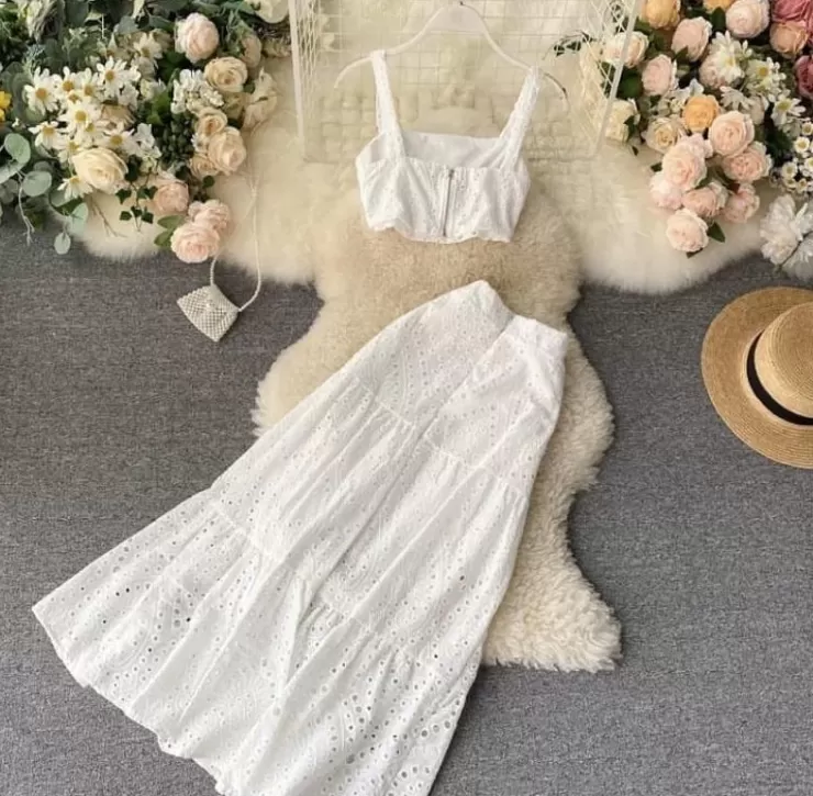 Co-Ords | Summer Co-Ords^Alamode By Akanksha Corea Eyelet Coord Set