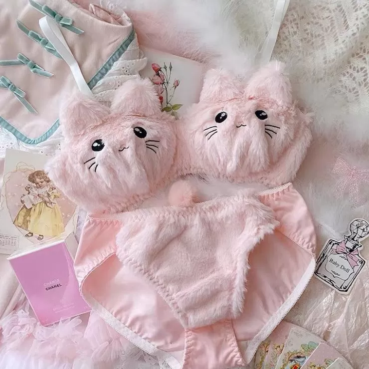 Bralettes^Alamode By Akanksha Cute Kitty Lingerie Set