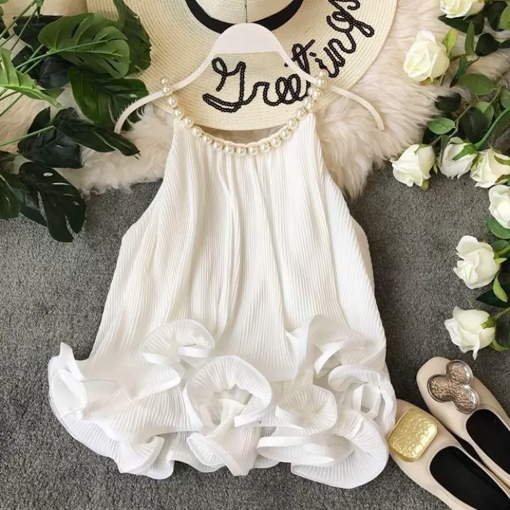 White Tops^Alamode By Akanksha Davina Pearled Ruffled Top