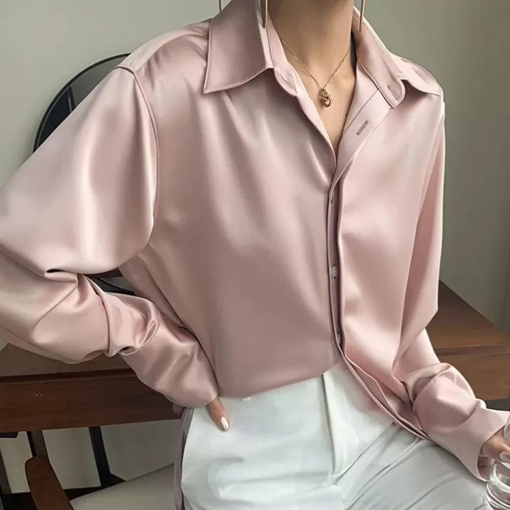 White Tops | Shirts^Alamode By Akanksha Delilah Luxe Satin Shirt