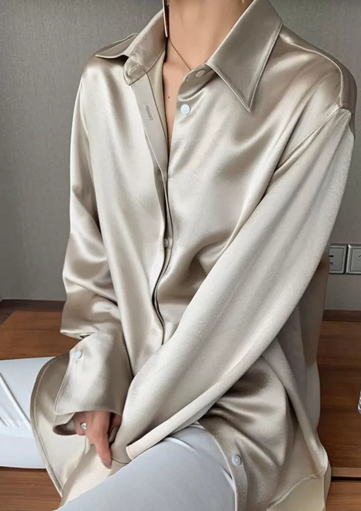 White Tops | Shirts^Alamode By Akanksha Delilah Luxe Satin Shirt