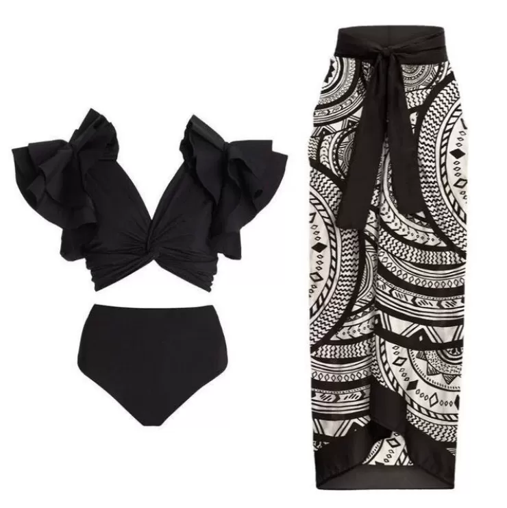 One Piece Swimsuits | Bikinis^Alamode By Akanksha Denise Swimsuit With Sarong Skirt