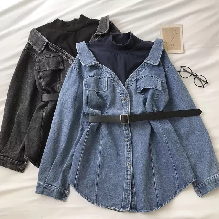 Shirts | Blue Dresses^Alamode By Akanksha Derby Denim Shirt Dress