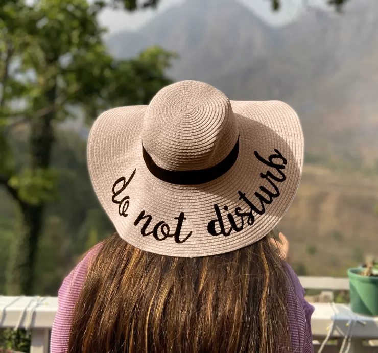 Jute Hats^Alamode By Akanksha Do Not Disturb Straw Hat - Cream