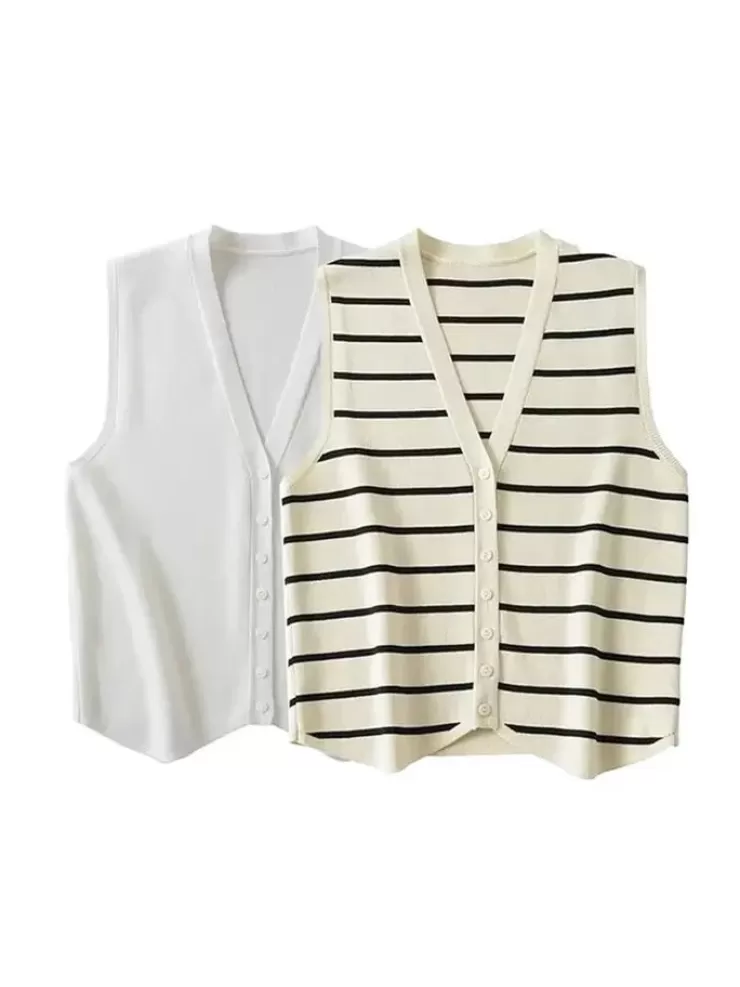 White Tops | Vest Tops^Alamode By Akanksha Dolo Statement Vest Summer Casual Tops