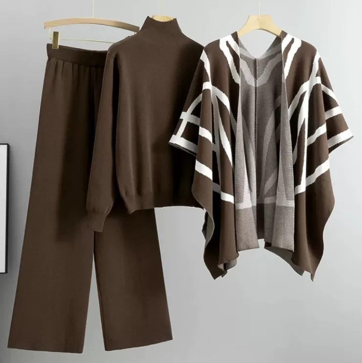 Co-Ords | Sweaters^Alamode By Akanksha Dory Luxe Winter Coord Set With Cape