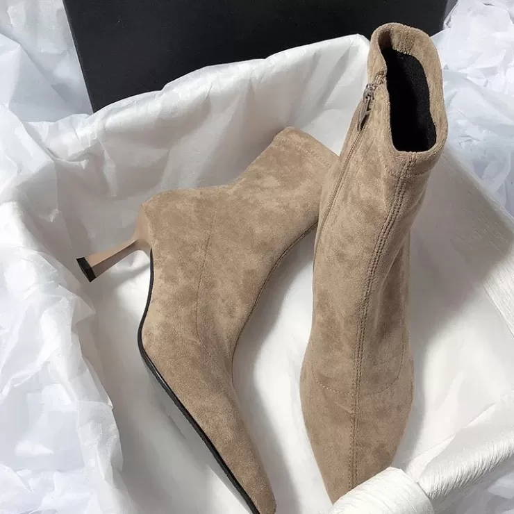 Winter Wear | Flats And Shoes^Alamode By Akanksha Dove Short Suede Statement Ankle Boots Nude Brown