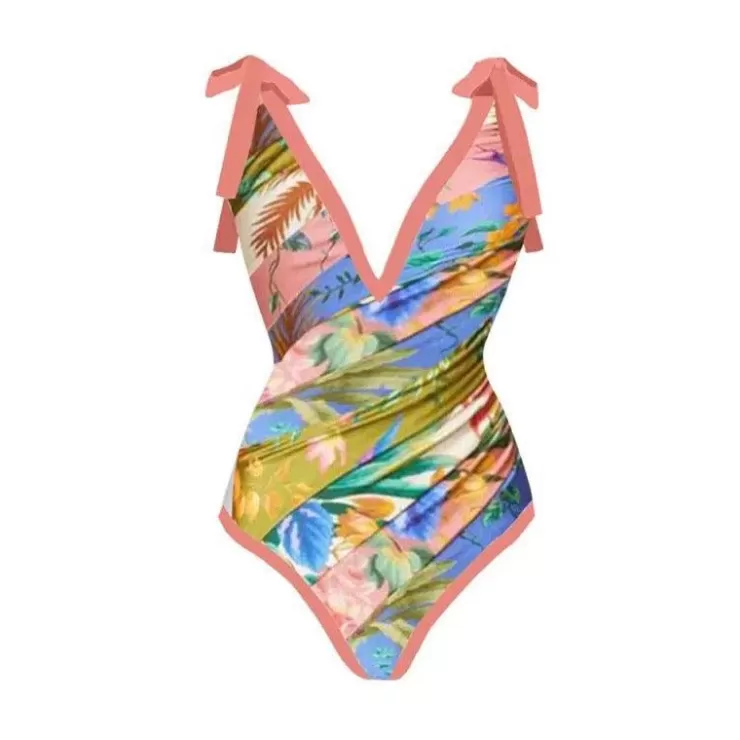 One Piece Swimsuits^Alamode By Akanksha Ezra Swimsuit With Sarong skirt