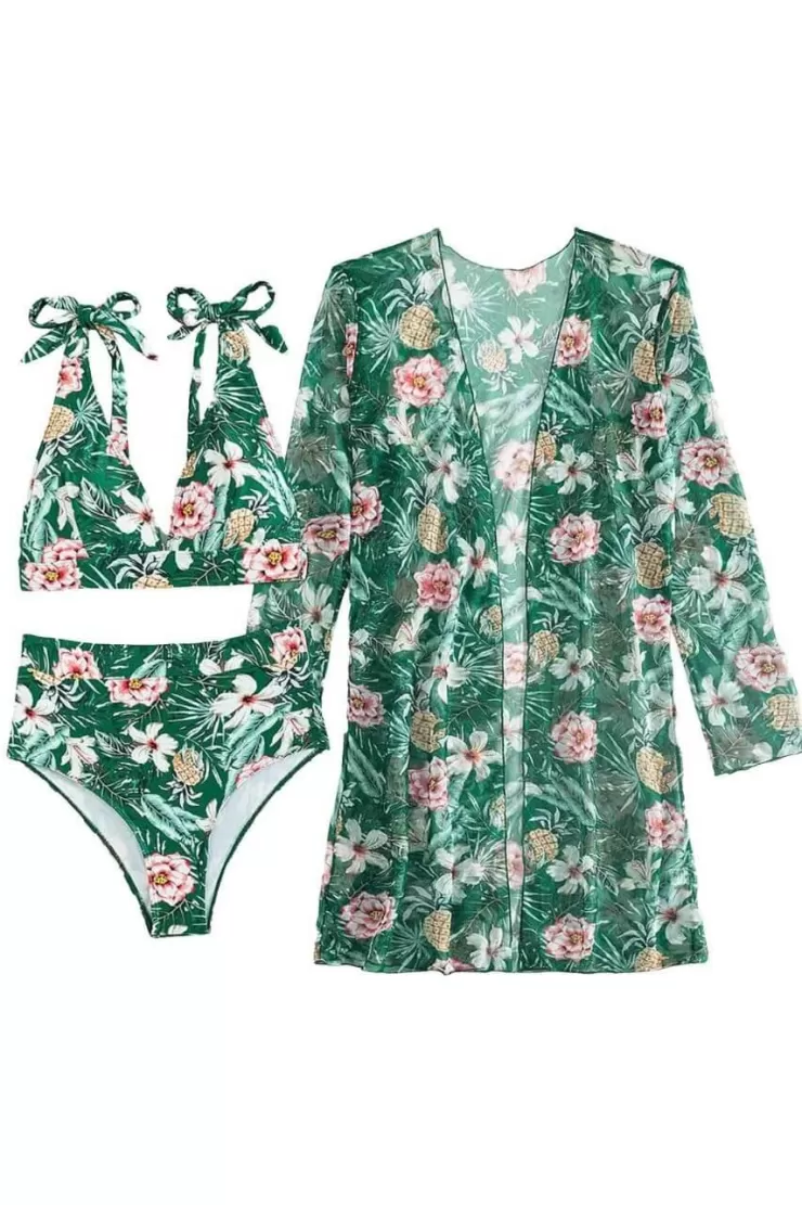 3 Piece Swimsuits | Bikinis^Alamode By Akanksha Fino Holiday Bikini Set With Cape