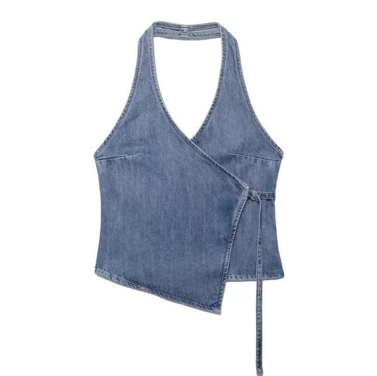 Blue Tops^Alamode By Akanksha Fiyo Denim Knot Up Tops