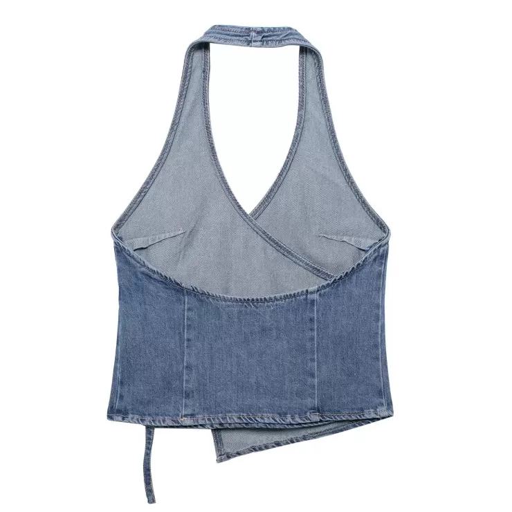 Blue Tops^Alamode By Akanksha Fiyo Denim Knot Up Tops