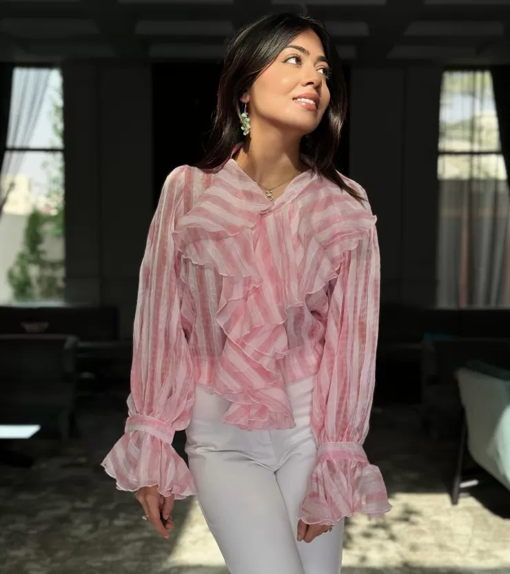 Summer Tops | Pink Tops^Alamode By Akanksha Freida Ruffled Blouse