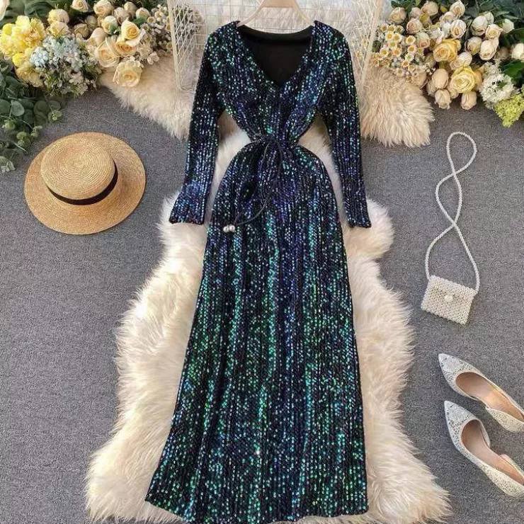 Winter Wear | Midi Dresses^Alamode By Akanksha Gaga Sequined Party Dress