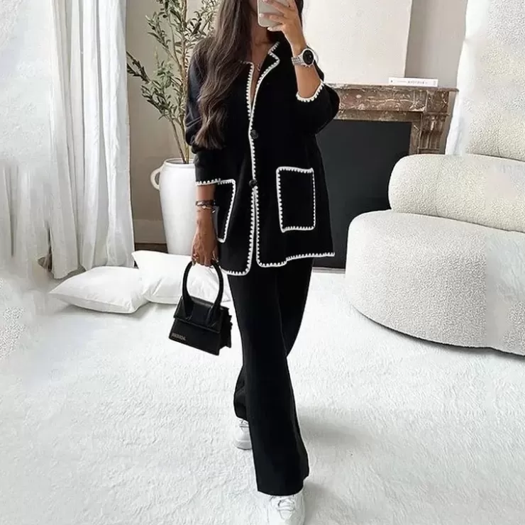 Co-Ords | Winter Wear^Alamode By Akanksha Gary Luxe Winter Coord Set - Set Of Top And Pants