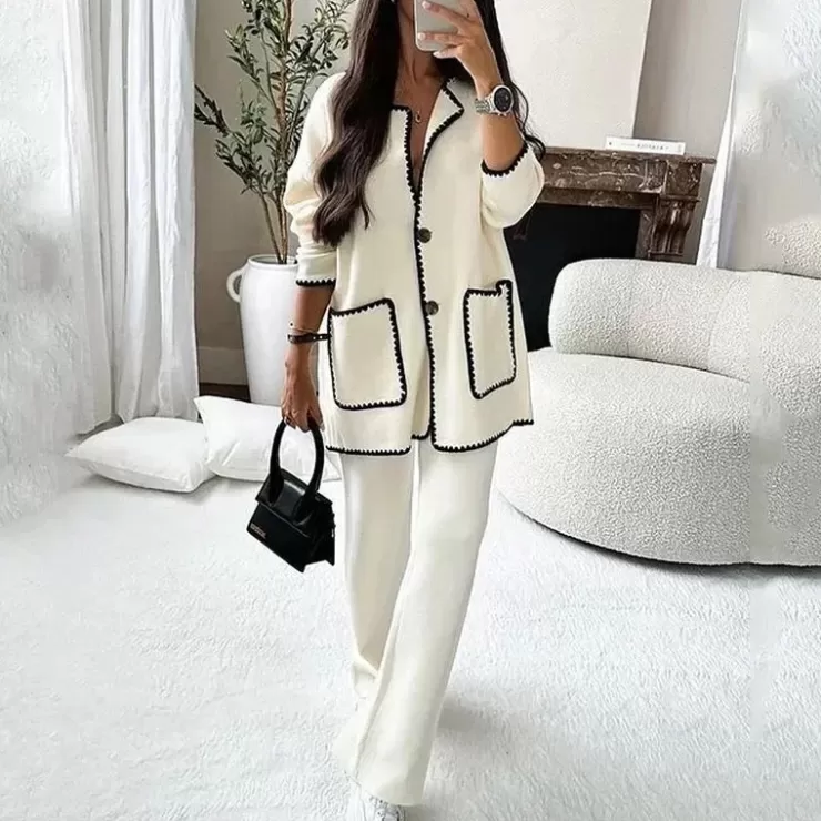 Co-Ords | Winter Wear^Alamode By Akanksha Gary Luxe Winter Coord Set - Set Of Top And Pants