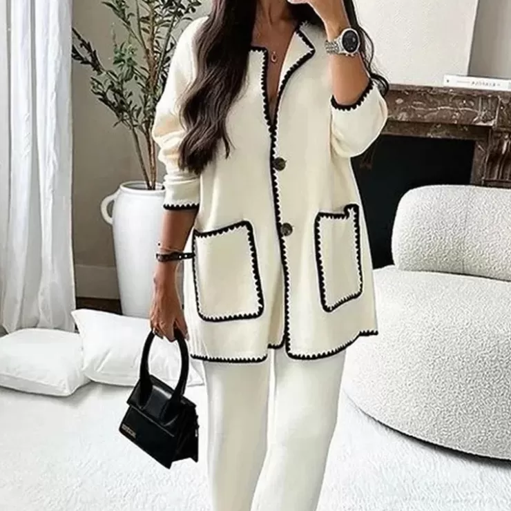 Co-Ords | Winter Wear^Alamode By Akanksha Gary Luxe Winter Coord Set - Set Of Top And Pants