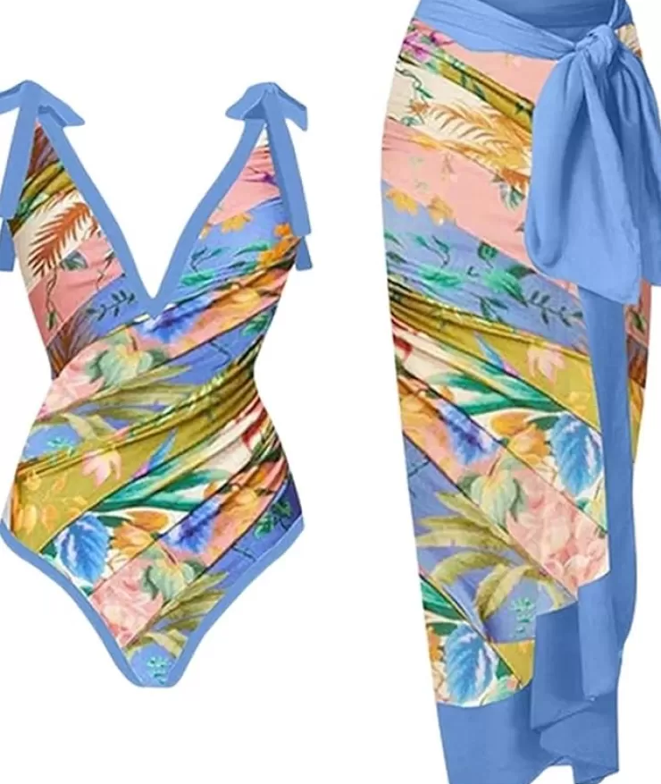 One Piece Swimsuits^Alamode By Akanksha Hardy Swimsuit With Sarong