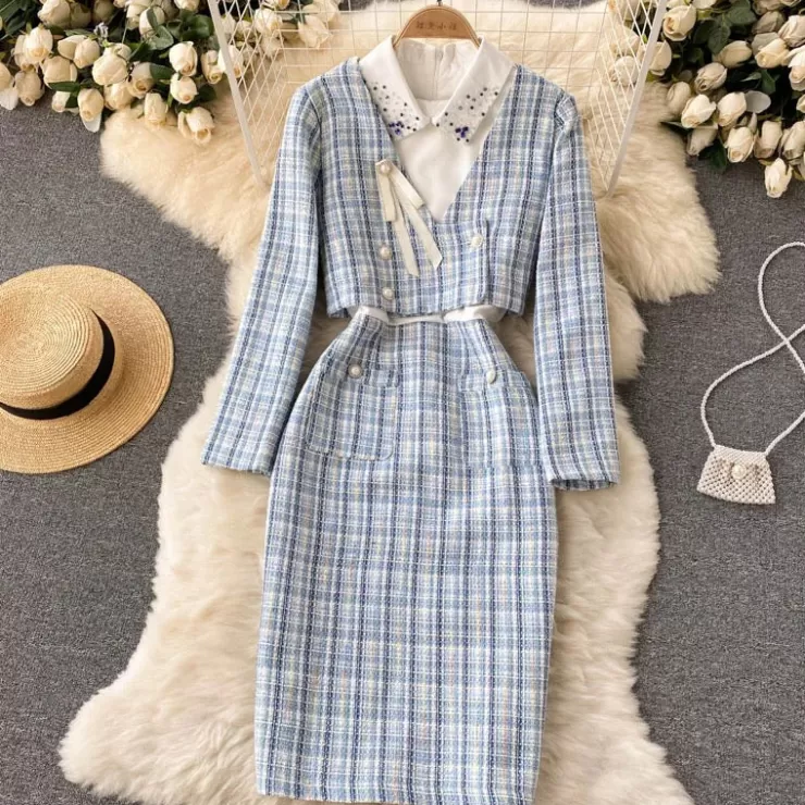 Winter Wear | Winter Co-Ords^Alamode By Akanksha Harlyn Elegant Dress - Set Of Premium Jacket And Tweed Dress