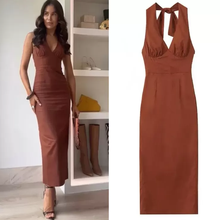 Summer Dresses | Brown Dresses^Alamode By Akanksha Harry Bodycon Midi Dress In Brown