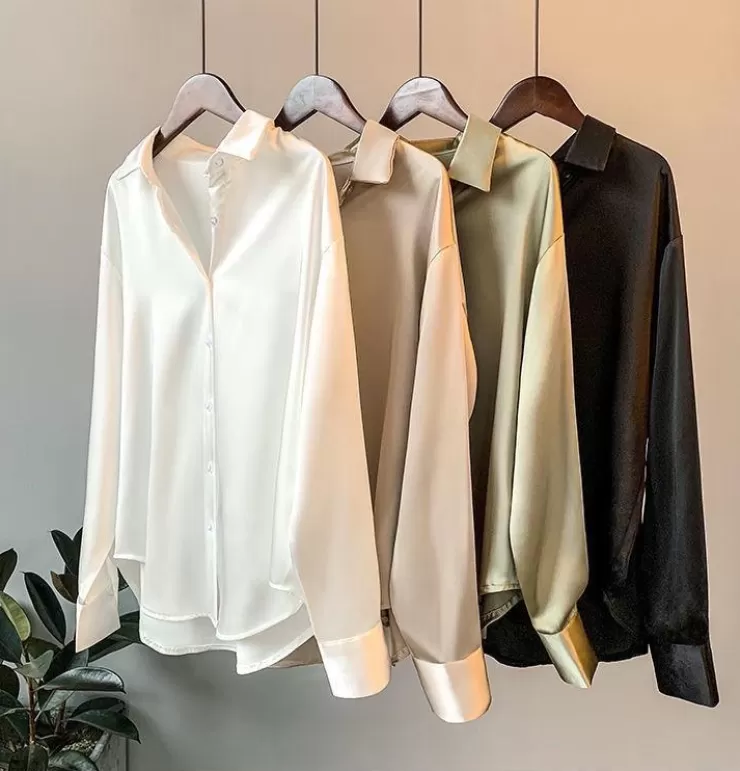 White Tops | Shirts^Alamode By Akanksha Hathor Luxury Satin Shirts