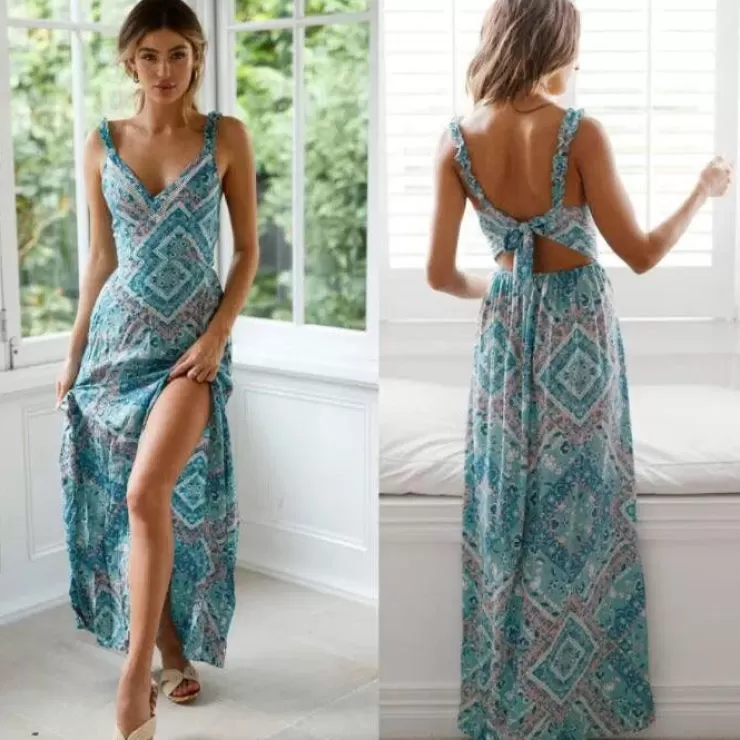 Summer Dresses | Maxi Dresses^Alamode By Akanksha Haven Slit Maxi Dress In Blue