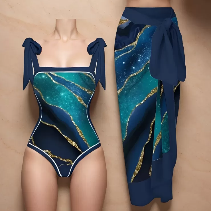 3 Piece Swimsuits | One Piece Swimsuits^Alamode By Akanksha Helia Swimsuit With Sarong