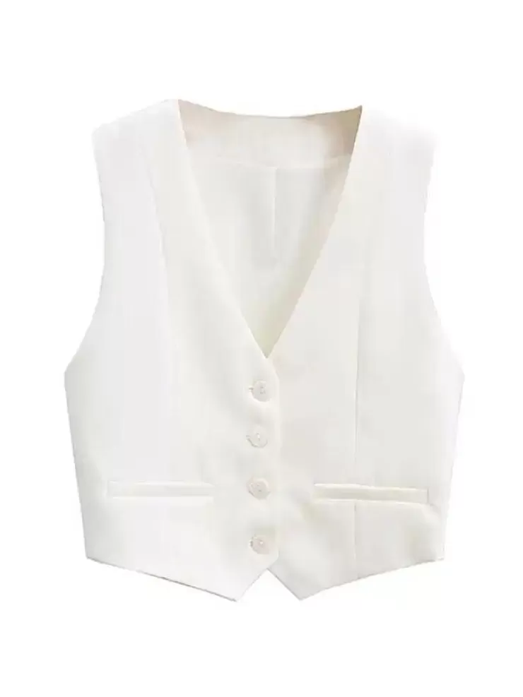 White Tops | Vest Tops^Alamode By Akanksha Hubako Statement Vest Tops In White