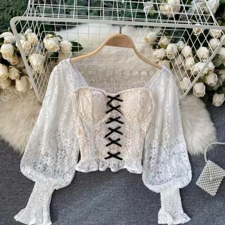 White Tops | Bustier Tops^Alamode By Akanksha Izzie Lace Bustier Top