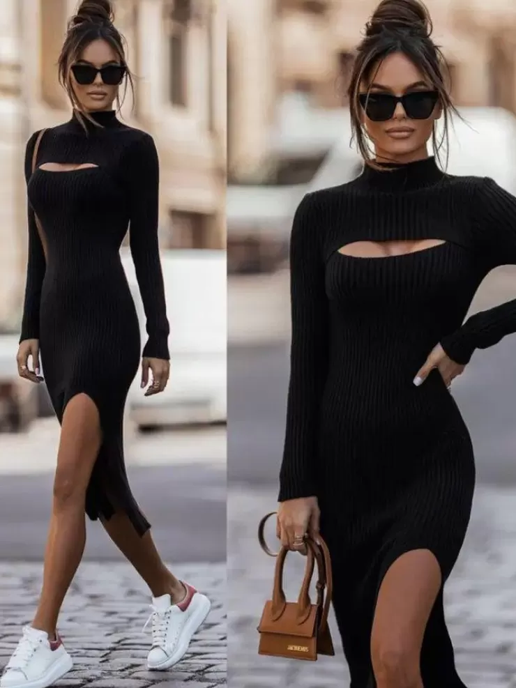 Winter Wear | Winter Dresses^Alamode By Akanksha Javiya High Neck Woolen Bodycon Dress