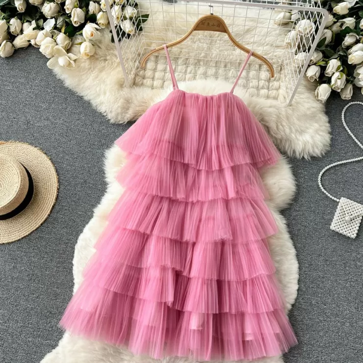 Pink Dresses | Mini Dresses^Alamode By Akanksha Jenny Mesh Dress