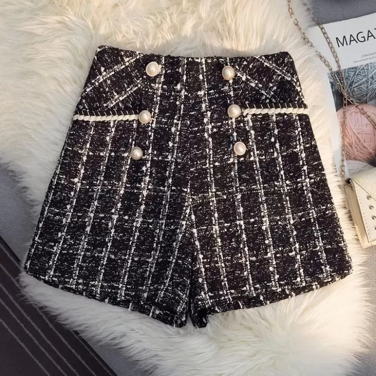 Winter Wear | Shorts^Alamode By Akanksha Kaya Premium Tweed Shorts With Buttons