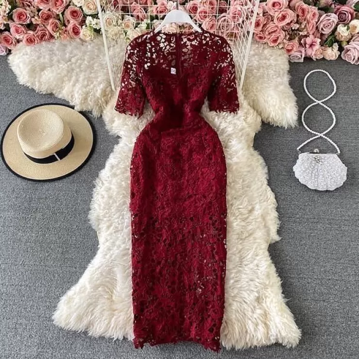 Winter Dresses | Red Dresses^Alamode By Akanksha Kelly Luxury Lace Dress